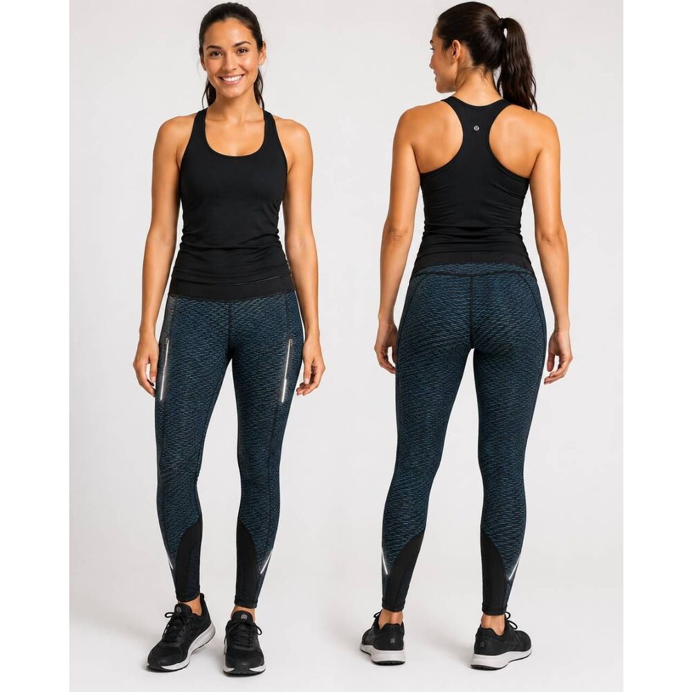 Lululemon Speed Tight V Reflective Frozen Fizz Black Women’s Size 8 Running Legg